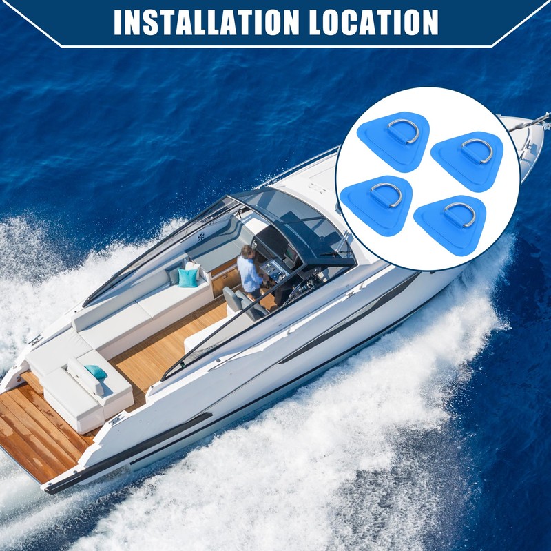 Hihaha D Ring Patch PVC Triangle Shape Blue for Kayak