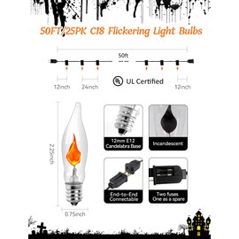 Adirxon 50Ft Heavy-Duty Outdoor String Lights with 20 Flame Effect Bulbs | Waterproof & UL-Listed for Party, Deck, Pergola & Camping | Bright, Connectable & Perfect for Events