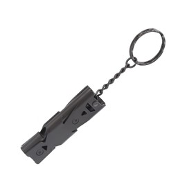 plplaaoo Survival Whistle, Emergency Whistle, Double Tube Whistle with Keychain, Stainless Steel Safety Whistle for Outdoor, Hiking, Camping, Hunting, Fishing, Boating (Black)