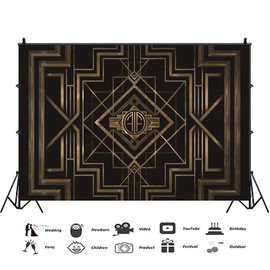Leyiyi 10x8ft Great Black and Gold Birthday Photography Backdrop Adults Children Party Black and Gold Golden Banner Photo Studio Booth Background Newborn Baby Shower Decoration