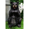 Rustic Garden Cute Black Bear Holding Solar Lantern Path Light