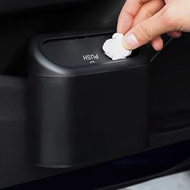 Mini Car Trash Can with Lid for Daily Cleanup – Compact Press-Top ABS Bin for Car Doors and Center Consoles