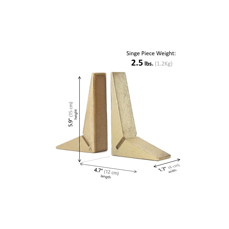Sujetalibros decorativos geométricos de hierro fundido, tema triangular afilado, resistente,