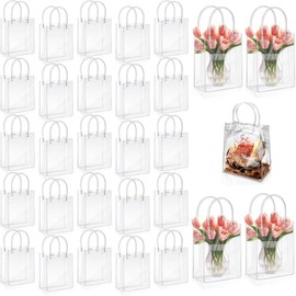 Lovgrin Bolsas de Regalo de PVC Transparente con Asas, 30PCS Bolsas de Plástico Reutilizable,