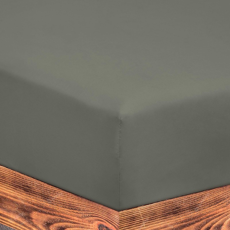 Soroor Bedding & Linen, Microfiber Double Fitted Sheet, Grey Deep