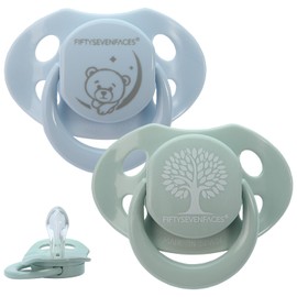 Fiftysevenfaces Schnuller Jungen 0-6 Monate - Packung 2 Stück | Silikonsauger Made in Germany | entspricht EN 1400, BPA-frei | Made in Europe (0-6 Monate)