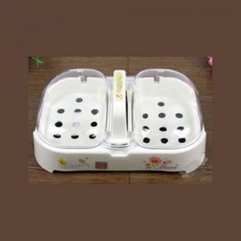 Flower Lidded Soap Case with Handle (2 Compartments) Soap Holder