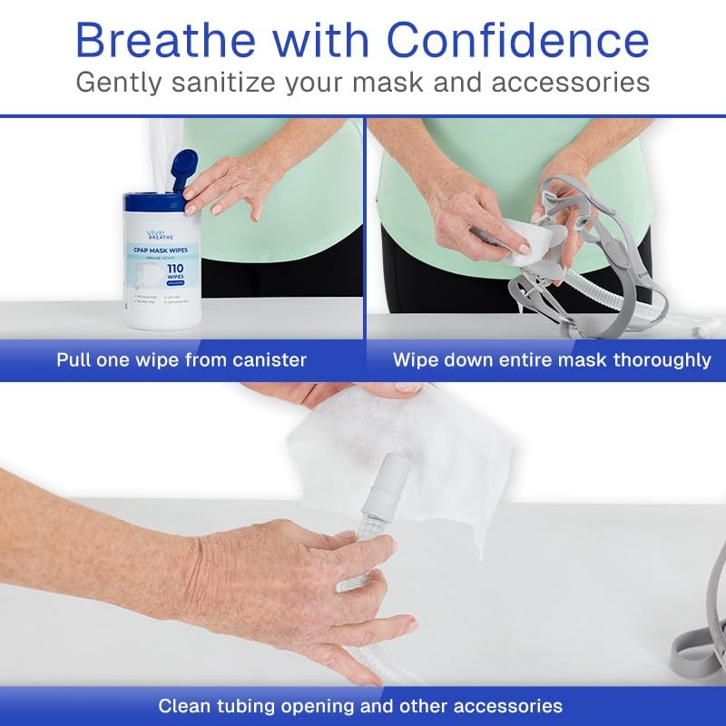 Vive CPAP Mask Wipes, 110 Count – Unscented, Alcohol‑Free, Lint‑Free