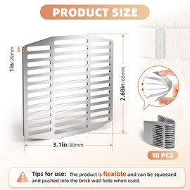 Dabolang 10 PCS Weep Hole Covers for Brick Walls, Spring Stainless Steel Brick Hole Filler, Weep Hole Screens Cover Holes in Wall, Fits Different Sizes Brick Weep Hole Covers