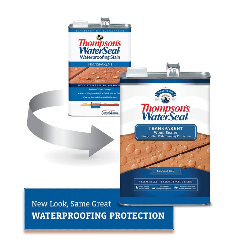 Thompson’s WaterSeal Transparent Waterproofing Wood Stain and Sealer, Sedona Red,