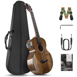 Caramel BEG95 Butterfly Bocote Glossy Baritone Acoustic & Electric Ukulele | 30-inch Handmade Professional Ukelele Kit with Accessories