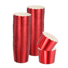 sourcing map 50pcs Cupcake Wrappers for Wedding, Paper Baking Cups, and Muffins Liners for Birthday Wedding Party Supplies Red