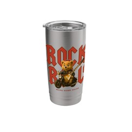 Cool Rock N 'Roll Teddy Bear, I Love Rock Music, Rock & Roll Stainless Steel Insulated Tumbler