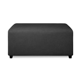 PureFit Super Stretch Soft Form Fit Ottoman Cover Rectangle - Ottoman Slipcovers for Foot Stool & Folding Storage Furniture for Living Room with Nonslip Elastic Bottom (Medium, Dark Gray)
