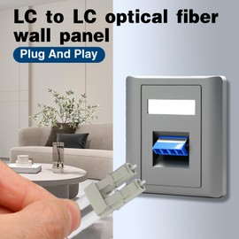 Duttek LC Fiber Wall Plate Coupler, Single/Duplex Fiber Optic Wall Plate for Optical Fibe, for Optical Fiber Termination, Wall Mount Patch Panel for Home, Office Cabling, 4-Port Wall Mount Panel