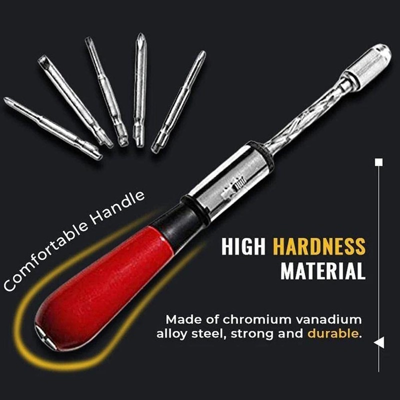 Gazaar Push Pull Ratchet Screwdriver, Adjustment Spiral Ratchet Screwdriver, Semi