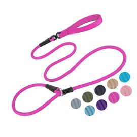 Slip Lead Dog Leash Strong Nylon Rope Leash Anti-Choking Anti-Pull and Outdoor Walking Training Lead for Small Medium Large Dogs (Fuchsia, 1/2"×6ft)