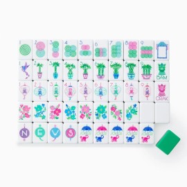 1 Set Minimum New Glitterville Custom Travel Mahjong Set 160 Engraved 4 Layer Acrylic Pink Luxury American Mahjong TilesSize: 1.24inch * 0.9inch * 0.63inch, Color: Green Monkey Jasmine