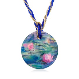 Ross-Simons Italian Water Lilies Murano Glass Multi-Strand Pendant Necklace With 18kt Gold Over Sterling. 18 inches