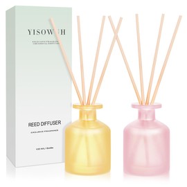 YISOWUH Reed Diffuser - BlackBerry Pineapple & Ebony Rose 3.38oz (100ml) 2 Packs Essential Oil Reed Diffuser Set with 16 Sticks, Long Lasting Fragrance for Home, Bathroom, Bedroom, Room, Decor