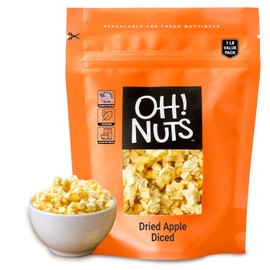 Oh! Nuts Dried Apple - 1 lb - Dried Fruit Diced - No Added Sugar - Dehydrated Fruit Bites - Packed in New York Zip-Seal Bag for Exceptional Freshness