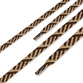 Swissly 1 pair of flat shoelaces for trainers and sports shoes – very tear-resistant – approx. 7.0 mm wide made of 100% polyester, colour: brown/beige, length: 130 cm