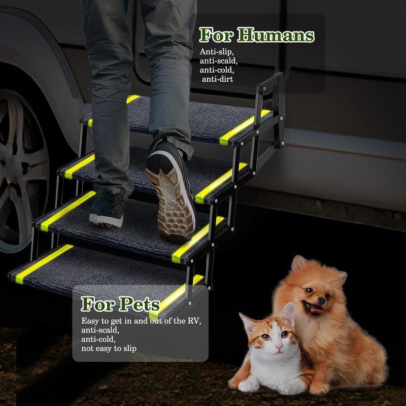 HOMEE RV Step Covers 4 Packs with Reflective Strips,Camper Step