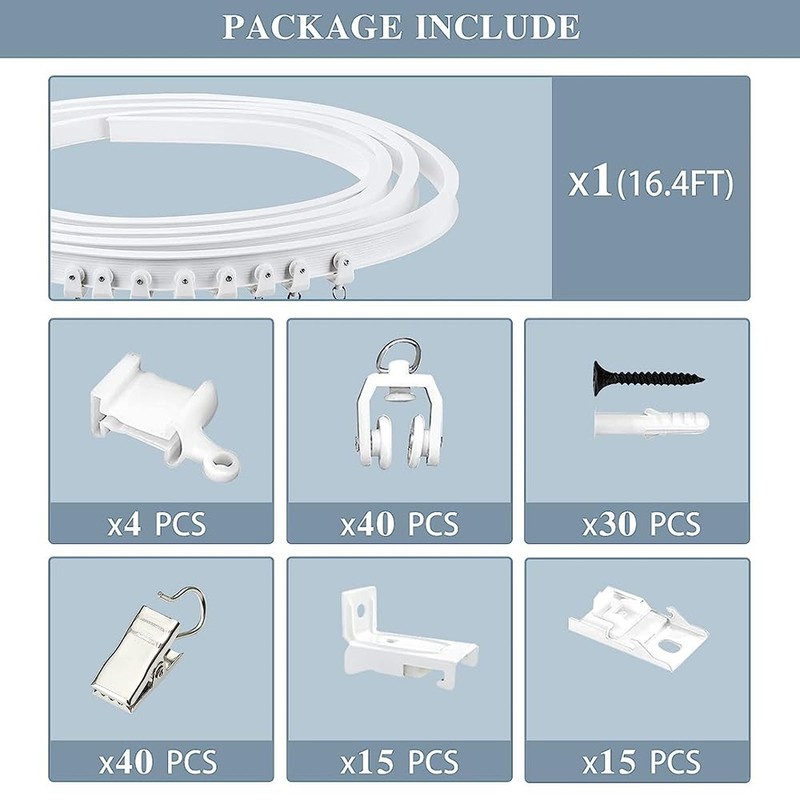 Yimisya Flexible Bendable Ceiling Curtain Track, Wall Mount Heavy Duty