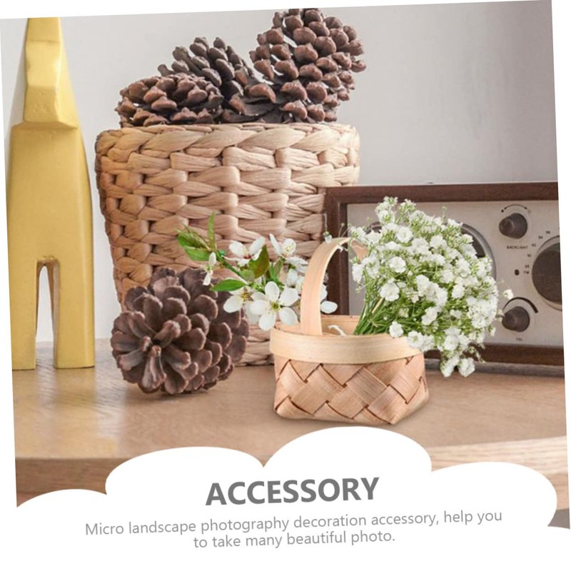 Gatuida Handmade Wooden Mini Basket Multi-function Household Woven Basket for
