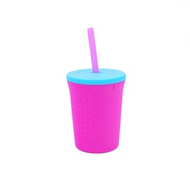 GoSili Unisex Baby Straw Cup, Berry/Sea, 350 ml