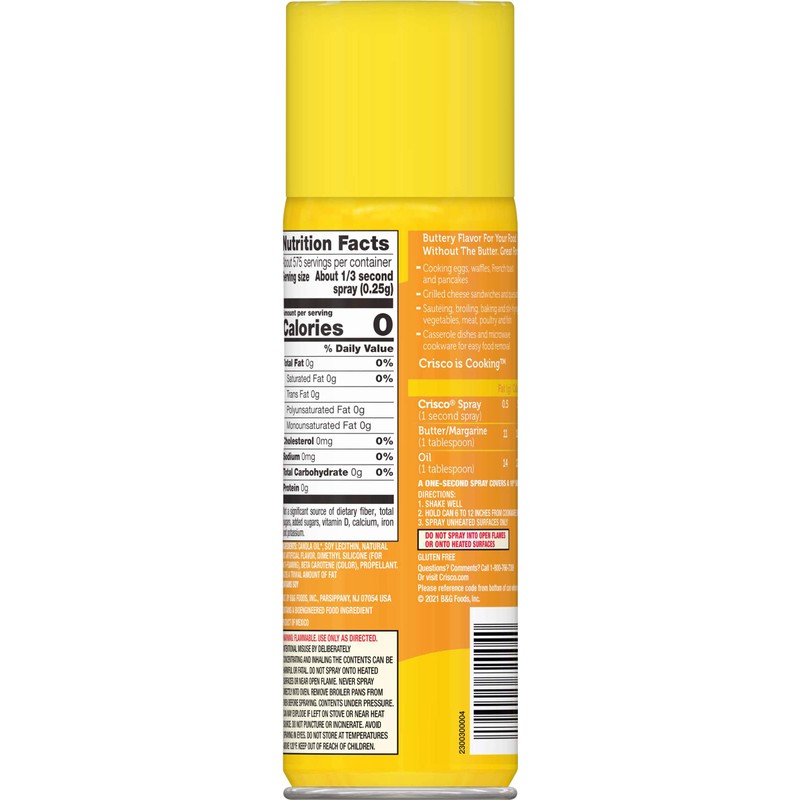 Crisco No-Stick Cooking Spray, Butter, 6 Ounce