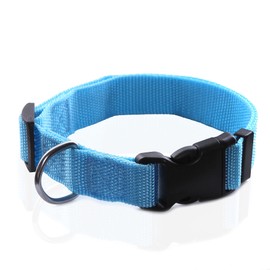 Adjustable Nylon Dog Collar, Nylon pet Collar 1 Inch 3/4 Inch 5/8 Inch Wide, for Large Medium Small Dogs (M(3/4" x 14-21"), Sky Blue)