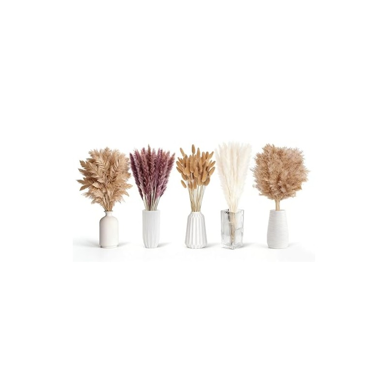 HONGHCL Pampas Decorativas Secas 120pcs - Plantas Naturales Suaves y