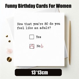 Funny 50th Birthday Card For Son, Daughter, Brother And Sister, 50th Birthday Card For Men And Women, 13 × 13 Cm, Blank Inside & Envelope Included
