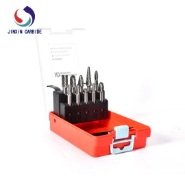 1/4" Shank Tungsten Carbide Burr Set Die Grinder Bits 10Pcs Double Cut Rotary Burr Metal Deburringtype: 1/4\" Shank 10PCS