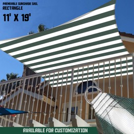 TANG Sunshades Depot 11' x 19' Sun Shade Sail Rectangle Permeable Canopy Dark Green Customize Commercial Standard