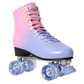 Nattork Roller Skates for Women Men,Gradient Purple Pink High-top PU Leather Roller Skates with 4 Shiny Wheel,Outdoor Indoor Quad Skates for Adults