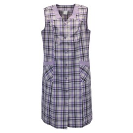 Schuerzenfabrik Button Gown Women's Mixed Fabric Checked Apron Sleeveless Cooking Apron Smock Apron, Design 7