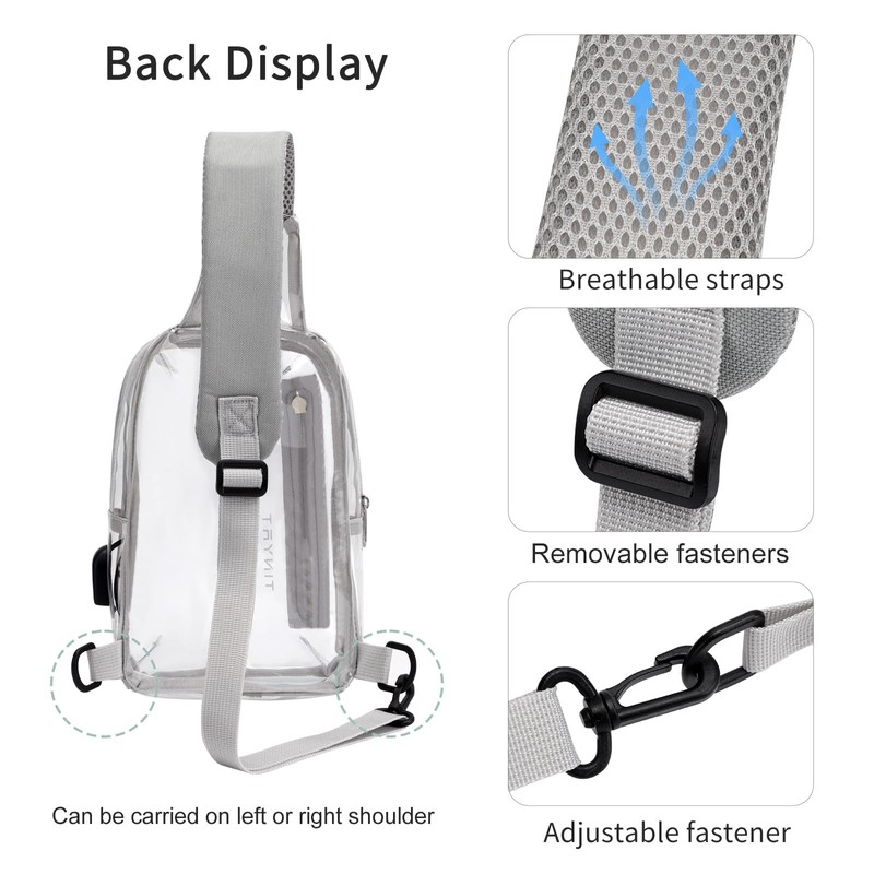 TINYAT Clear Sling Bag Stadium Approved Transparent Bag Crossbody Casual