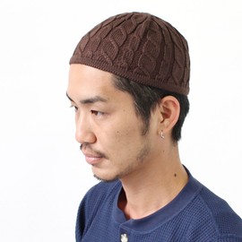 Ultimate Premium Cable Braided Cotton Islamic Watch Cap Hat Islamic Cap Islamic Cap Islamic Men's Cotton Shallow Cable Pattern Fall Spring Spring Summer Care Hat, Braun