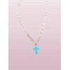 Turquoise Cross Necklace Gold Paperclip Chain Jewelry Faith Gift For