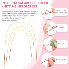 Aeelike Interchangeable Circular Knitting Needles Set, Complete Knitting Kit with 13 Pairs of Aluminium Interchangeable Needles Sizes 3mm-10mm, Accessories & Case, Knitting Starter Set for Beginners