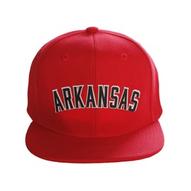 Original Snapback Custom American Cities State Letters Ajustable Flat Visor Cap (Arkansas Red, White Black)
