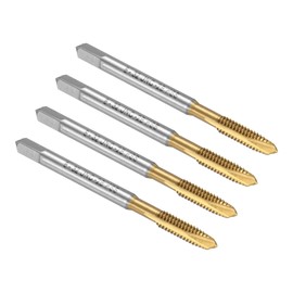 uxcell Spiral Point Plug Threading Tap 8-32 UNC Thread, Ground Threads H2, High Speed Steel 6542, Titanium Coated, Screw Taps Tapping Bit for Thread Repair, 4pcs