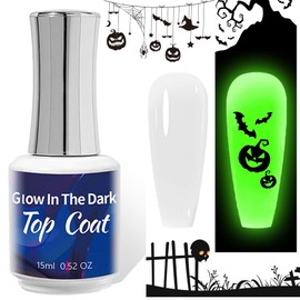 COSMOO 15ml Glow In The Dark Nail Gel Top Coat, Luminous Clear Gel Polish Top Coat, Soak-off Nail Polish Top UV LED Gel Nail Gel, with Any Color of Nail Gel Top Coat-0.52 FL OZ