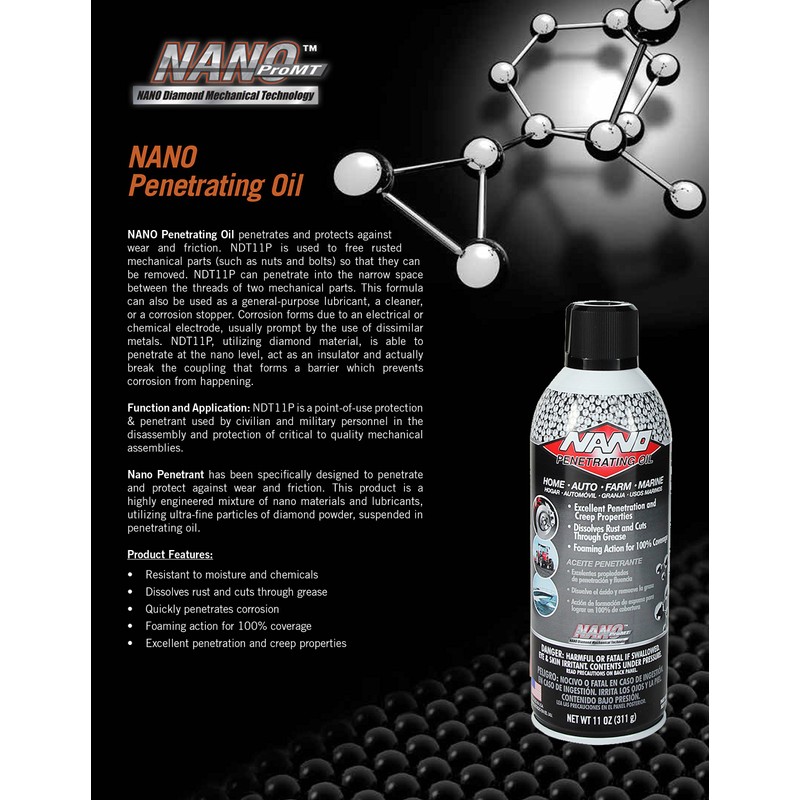Nano NDT11P Penetrating Lubricant - 11 oz.