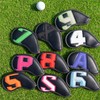 Craftsman Golf 10pcs Magnetic Black Iron Headcover set with Large
