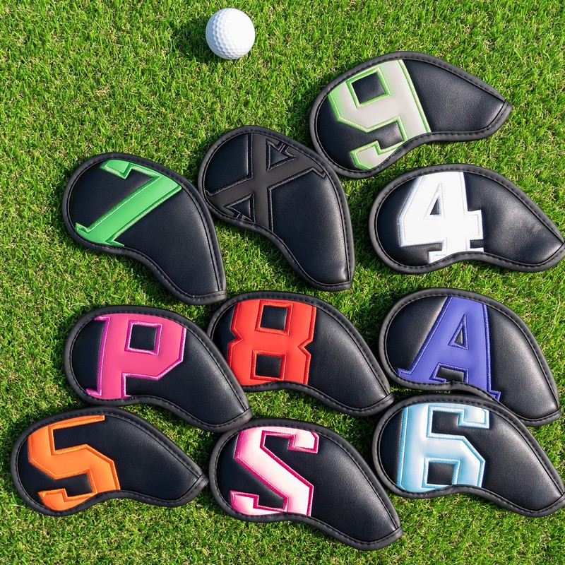 Craftsman Golf 10pcs Magnetic Black Iron Headcover set with Large