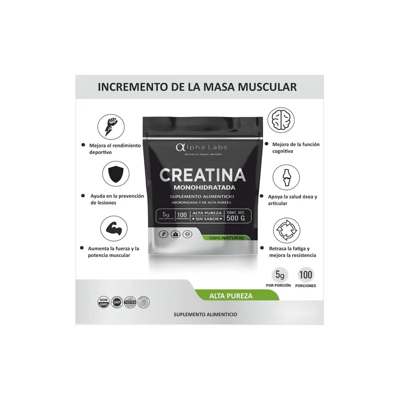 Alpha Labs Creatina Monohidratada 500g Micronizada Alta Pure