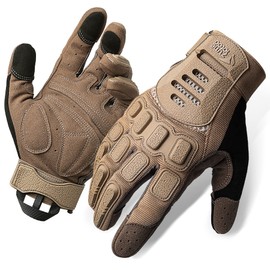 Zune Lotoo Airsoft Gloves, Tactical Gloves with High Mobility and 3-Finger Touch Screen, TPR Impact Protection, Shock-Absorbing Paintball Gloves for Climbing, Airsoft Outdoor (Sand S)